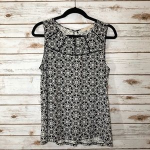 LOFT Black/White Sleeveless Top - Size M